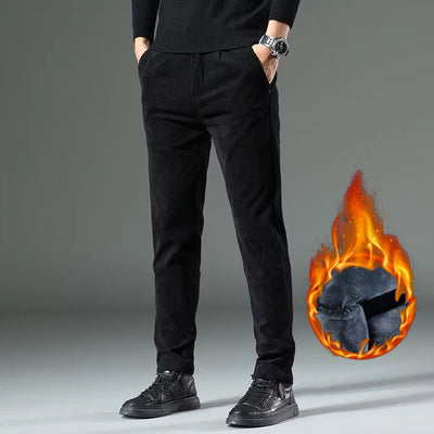 High Quality Brand Men's Corduroy Thicken Pants Fashion Khaki Narrow Leg Casual Pants Thermal Plush Trousers  Autumn Winter Male