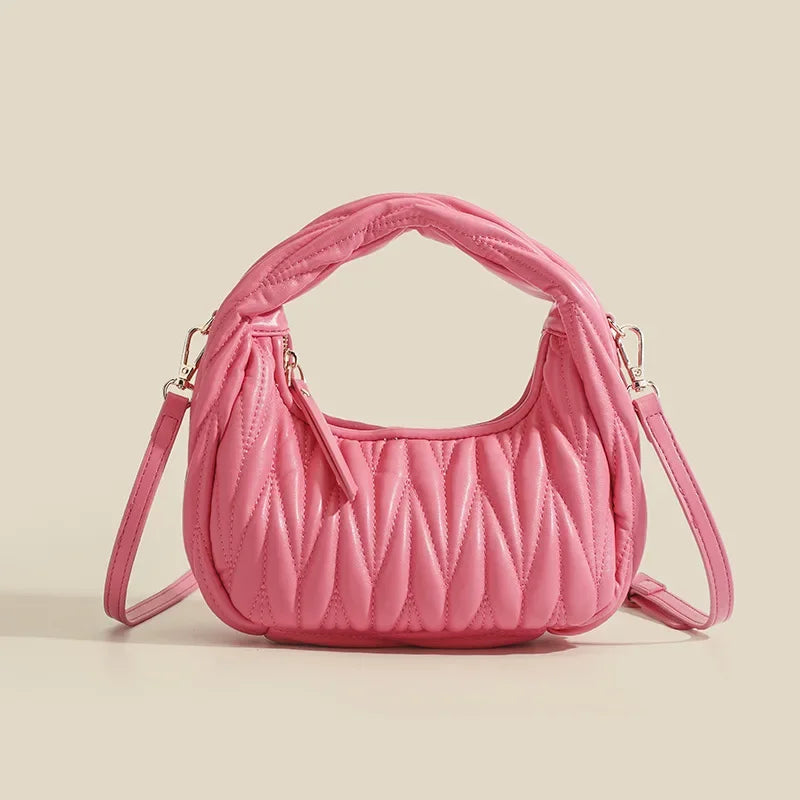 Fashion bag shoulder 2025 crossbody bag new cloud pleated armpit high-end crescent shaped handbag