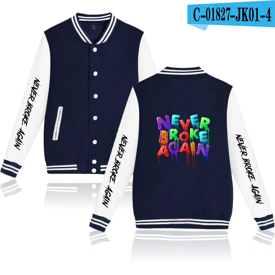 Rapper YoungBoy Never Broke Again Baseball Jacket Men's Hoodie Sweatshirt Boys Girls Harajuku Jackets Streetwear College Coats