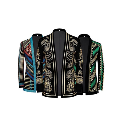 2025 European and American Heavy Full Embroidery Buttonless Blazer Men, Photography Studio Party Wedding Suit  Jackets for Men