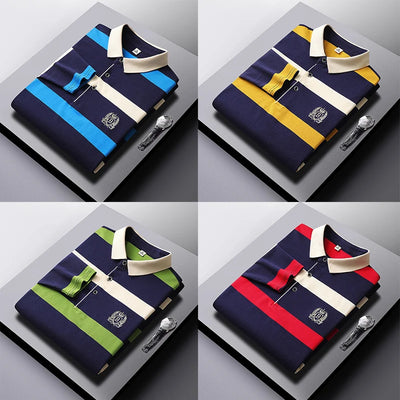Spring Men Polo Shirt Cotton Long Sleeve Stripe Polo Shirt Men Autumn Embroidery Casual Fashion Polo Shirt Business T-shirts Men