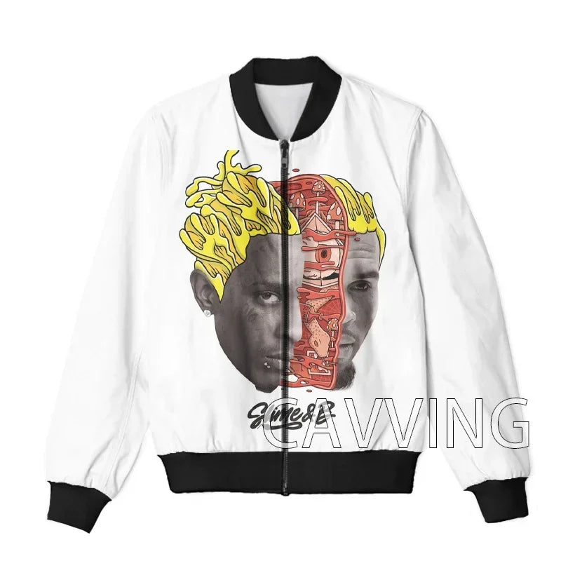 CAVVING 3D Printed  Rapper Chris Brown  Zipper Bomber Jackets Men Overcoat Mens Coat Zip Up Jackets for Women/Men   J02