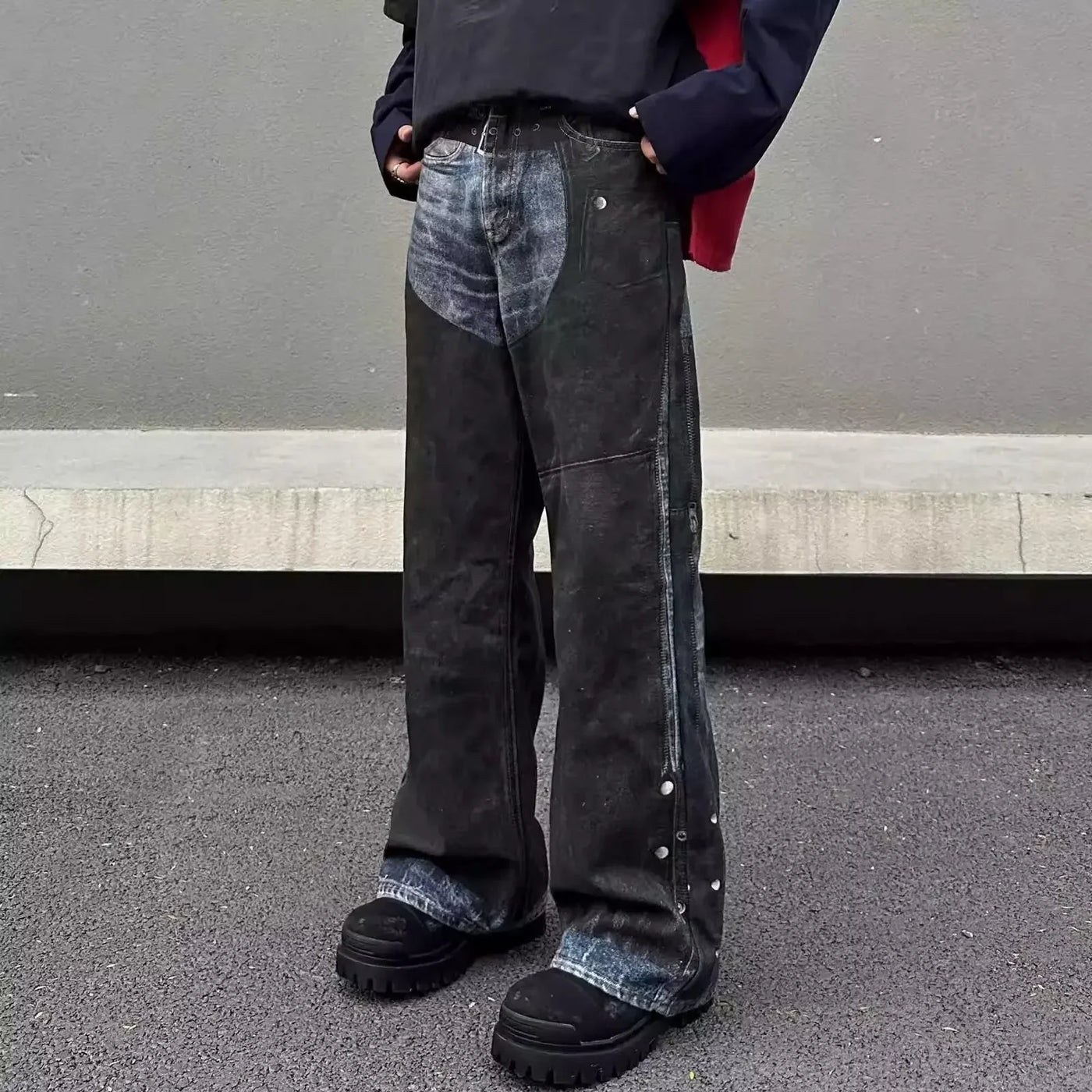 2024 Men's Autumn Straight-Leg Jeans Casual Trendy American Style Washable Coatings Streetwear Leisure Denim Pants