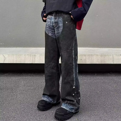 2024 Men's Autumn Straight-Leg Jeans Casual Trendy American Style Washable Coatings Streetwear Leisure Denim Pants