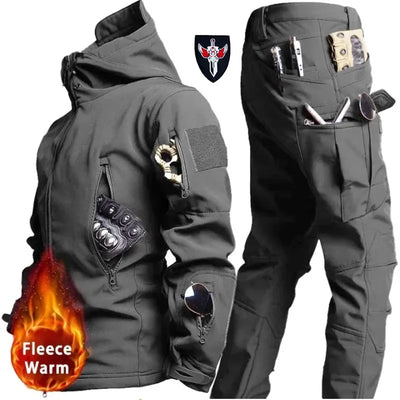 5XL 6XL Low Price Sale of Men's Outdoor New Soft Shell Waterproof and Cut Resistant Thick Wool Fleece Multi Pocket Tactical Set