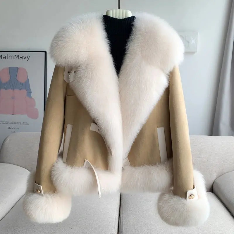 fashional designer  women's winter new thickened cotton-padded jacket imitation fur out cloth