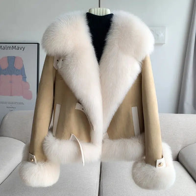 fashional designer  women's winter new thickened cotton-padded jacket imitation fur out cloth