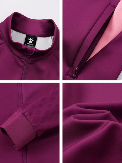 Kelme Men's Football Training Jacket Outdoor Windproof Stand Collar Knitted Jacket Running Sports Training Jacket