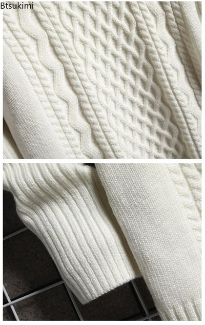 2025 Men's Winter Warm Turtleneck Sweaters Knitted Thick Pullover Casual Sweaters High Neck Knited Solid Color Jumpers for Men
