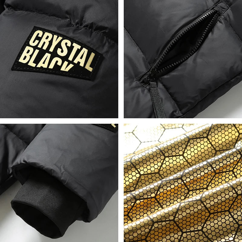 Winter New Men Warm Thick Long Down Jacket Coat Mens Hooded Waterproof Black Gold Puffer Jacket Men Casual Windproof Parkas Male