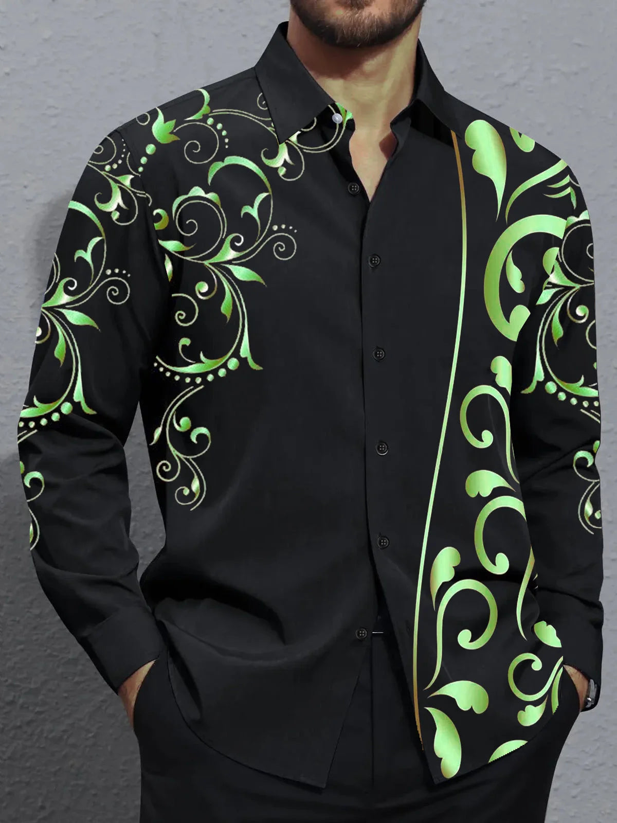 Men's shirts, button down shirts, casual shirts, spring and summer, printed long sleeves, daily, fashionable, comfortable
