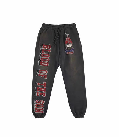 High Street Retro Fall Winter Hip Hop Casual Pants Washed Graffiti Printed Men Women Bunch Leg Saint High Quality Sweatpants