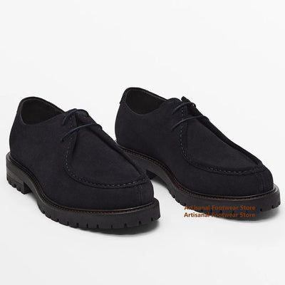 Brown Suede Derby Shoes Thick-Soled Lace-Up Casual Shoes Men's Leather Dress Shoes Office Formal Shoes Men's Leather Shoes
