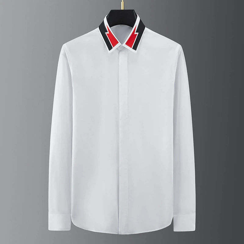 High-end men's shirt printed men's shirt long-sleeved lapel shirt daily outdoor shopping comfortable fabric large size xs-6xl