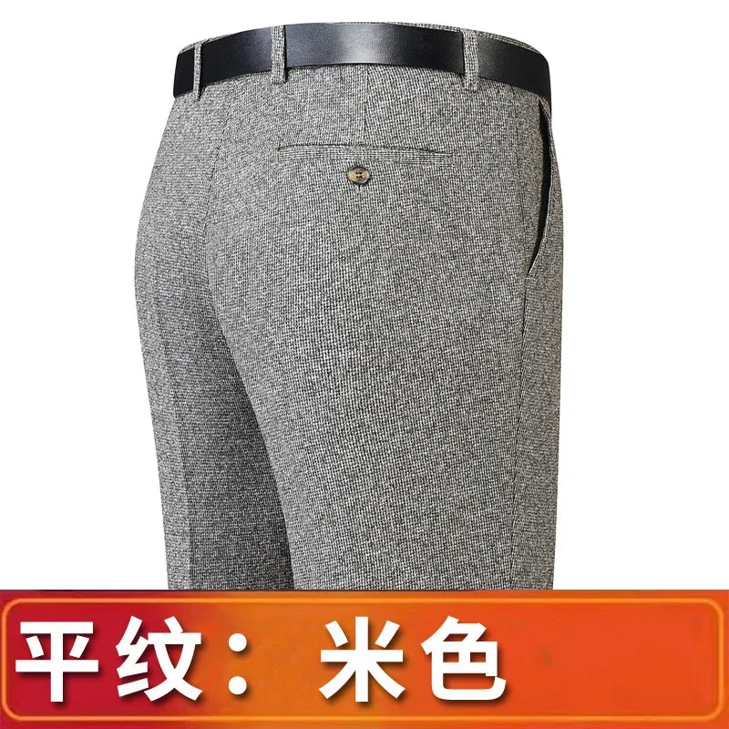 Autumn and Winter Men Thick Woolen Cloth Suit Pants Casual Straight Drape Korean Fashion Business Trousers Male Clothing Q78