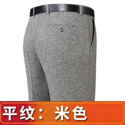 Autumn and Winter Men Thick Woolen Cloth Suit Pants Casual Straight Drape Korean Fashion Business Trousers Male Clothing Q78