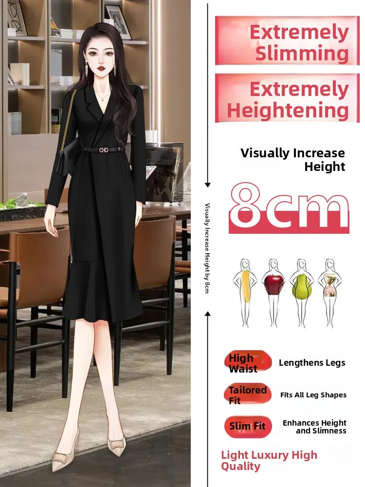 Ele Bla Suit Dr High Waist Fi Tail Women's Faion Autumn New Sle Quali Dr Ele OL Commute Skirt