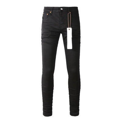 Americans High Street Trendy Men's Jeans Low Rise Stretch PantsSkinny Button Fly Ripped Retro Hold Trousers