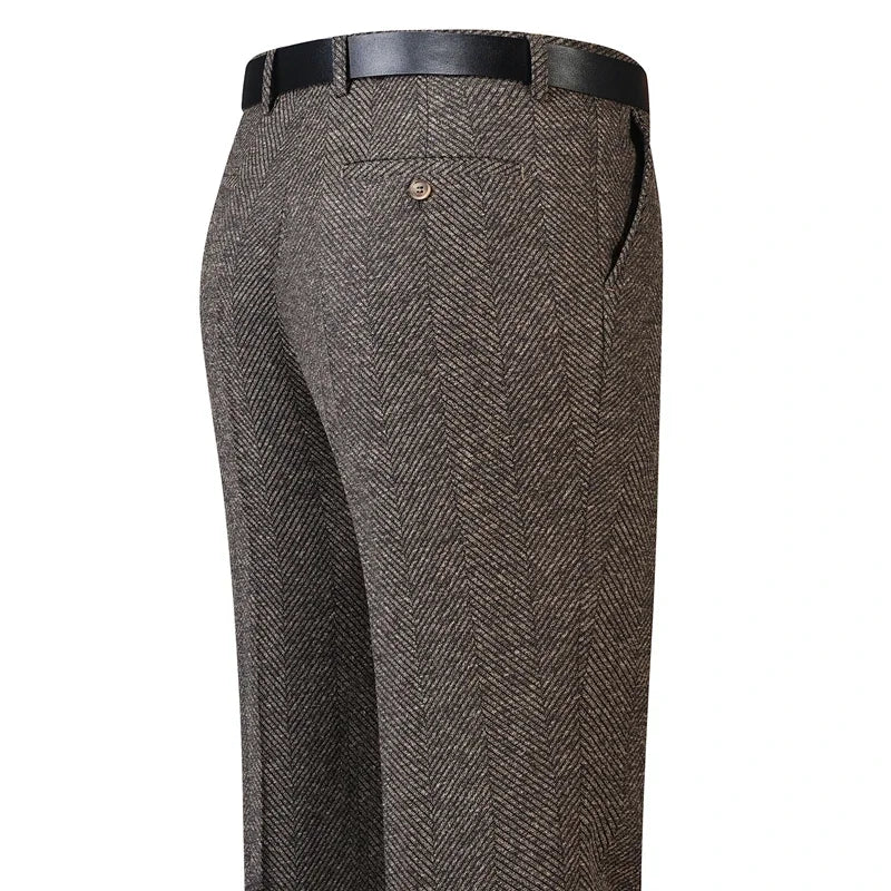 Autumn and Winter Men Thick Woolen Cloth Suit Pants Casual Straight Drape Korean Fashion Business Trousers Male Clothing Q78