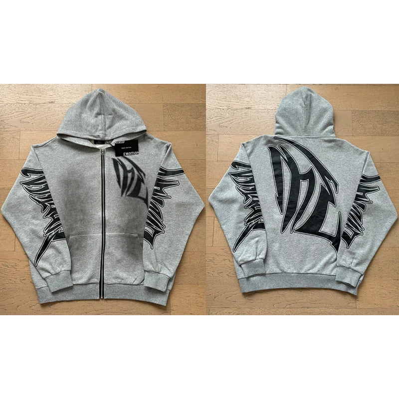 Autumn New Style MIXED EMOTION Zipper Jacket High Quality Colored Hot Diamond Print Windbreaker Casual Trousers Men Women