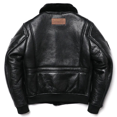 New Air Force Black Shearling Wool Fur Sheepskin Leather Jacket Men Genuine Leather Coat Warm Winter Clothing Motorcycle Jackets