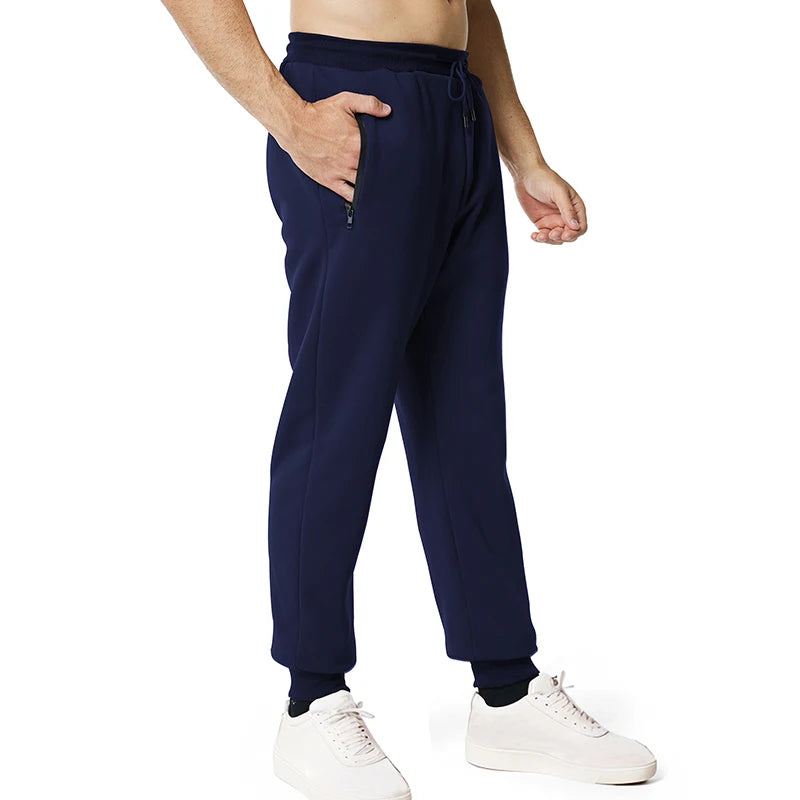 New Sweatpants Side Zipper Pockets Men Joggers Track Pants Elastic Waist Sport Casual Trousers Baggy Fitness Gym Clothing