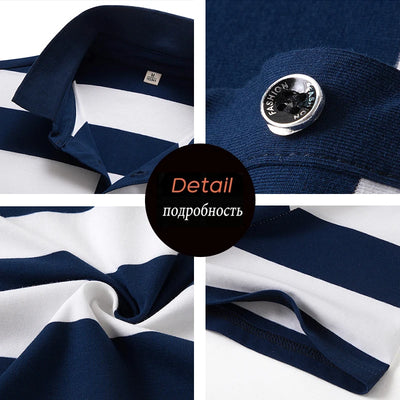 New Summer Men Classic Striped Polo Mens Cotton Short-Sleeved Embroidered Business Casual Hot Polo Shirt Male Dropshipping