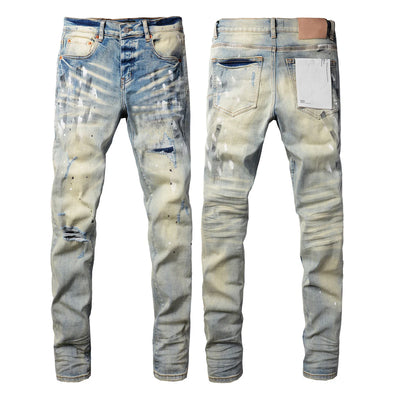 2025  Jeans Men's Vintage High-Waist Skinny  Denim Trousers Low-Rise Repairable Top Quality Streetwear Pants 9006