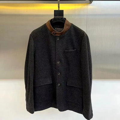 Italian LP men's autumn and winter new fashion casual stand-up collar jacket men's old money style business simple coat