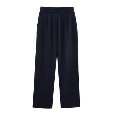 ZBZA Women's Basic Suit Jacket Trousers Suit Lapel Double-breasted Top High Waist Pants Spring and Summer New Casual Chic Suit