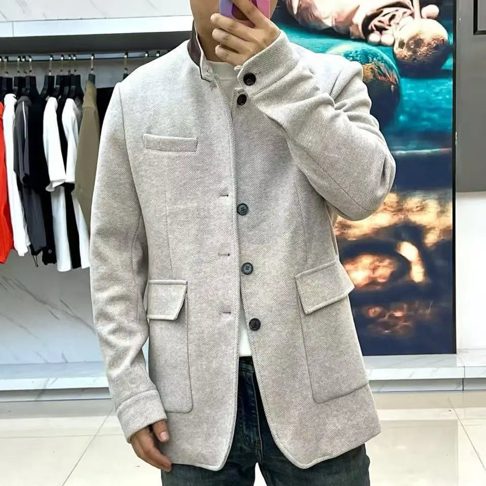 Italian LP men's autumn and winter new fashion casual stand-up collar jacket men's old money style business simple coat