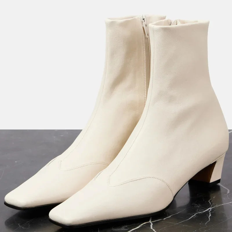 Matte Leather Sewing Snakeskin Ankle Boots Sexy Square Toe Sewing Mixed Colors New Arrivlas Fashion Women Modern Boots