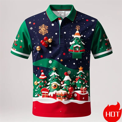 Funny 3D Cute Santa Claus Xmas Printed Polo Shirt For Men Happy Christmas Tee Merry Christmas Graphic Shirts & Blouses POLO Tops