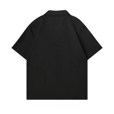 Dark Icon Embroidery Cool Material Men's Shirt Short Sleeve Hawaii Beach Shirts Black Beige