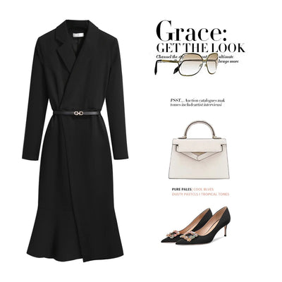 Ele Bla Suit Dr High Waist Fi Tail Women's Faion Autumn New Sle Quali Dr Ele OL Commute Skirt