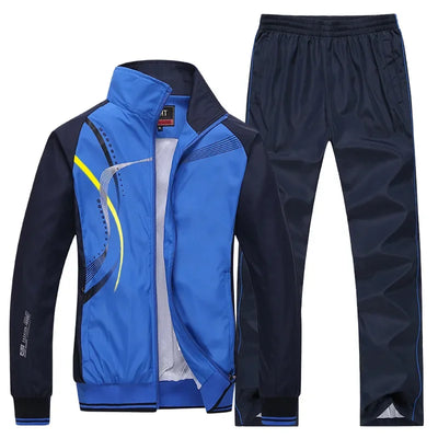 Men's Set Spring Autumn Men Sportswear 2 Piece Sets Zipper Jacket+Pant Casual Print Fitness Jogging Male Sports Suit M-5XL