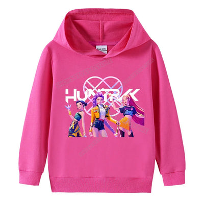 K-pop Demon Hunters Hoodies Girl Thin Hooded Sweatshirt Autumn Tracksuit Hood Sportswear Long Sleeve Pullover Kids Clothing