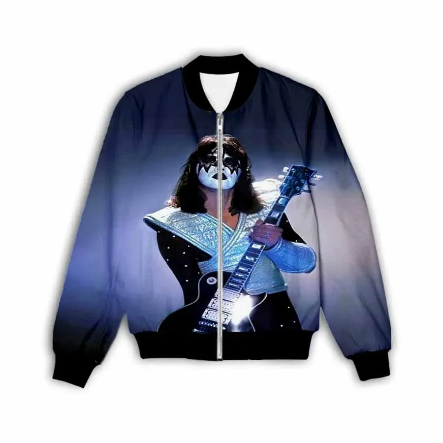 New Fashion Women/Men's 3D Print  Ace Frehley   Zipper Bomber Jackets Men Overcoat Mens Coat Zip Up Jackets    C1
