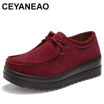 2025 Spring  women's flat platform sneakers leather suede shoes woman loafers shoes