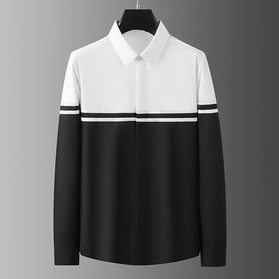 High-end men's shirt printed men's shirt long-sleeved lapel shirt daily outdoor shopping comfortable fabric large size xs-6xl