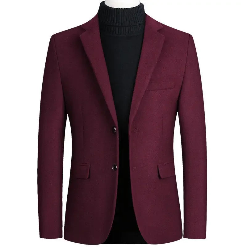 Business Casual Wool Blazer Men 2024 Autumn and Winter New Solid Men Blazer Regular Fit Long Sleeve Blazers for Men ZL361