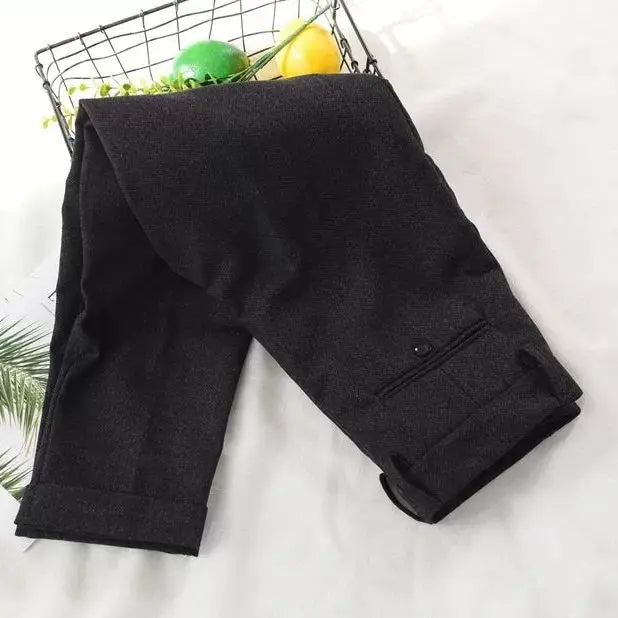 Slim Fit Men's Business Suit Pants Pleat-Front Herringbone Woolen Trousers For Men Dress Pants For Wedding Party Groomsman Suit