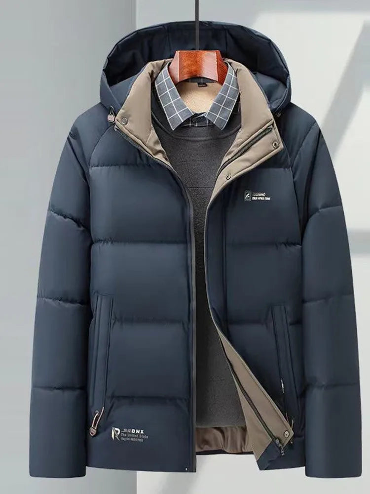 2024 Autumn and Winter New Fashion Trend Thick Warm Hooded Cotton-Padded Jacket Men's Casual Loose Comfortable Plus Size Coat