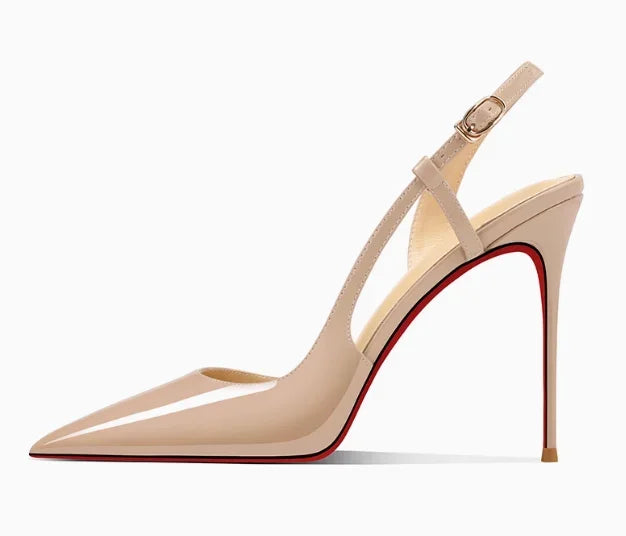 White patent leather design with a high-end and non tiring foot feel. 2025 new pointed and slim heeled high heels for women