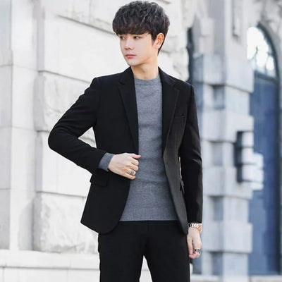 2 Piece Outfit Set Male High Quality 2024 Solid Color Slim Fit Full Men's Suits and Blazers Fashion Pants Luxury Elegant Classic