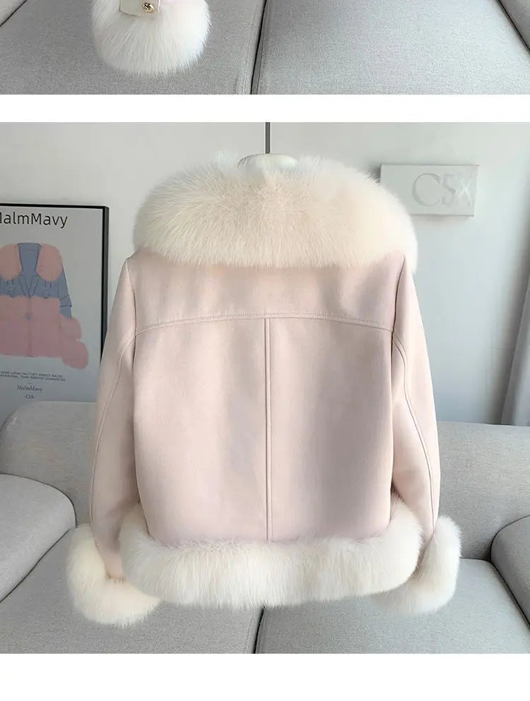 fashional designer  women's winter new thickened cotton-padded jacket imitation fur out cloth