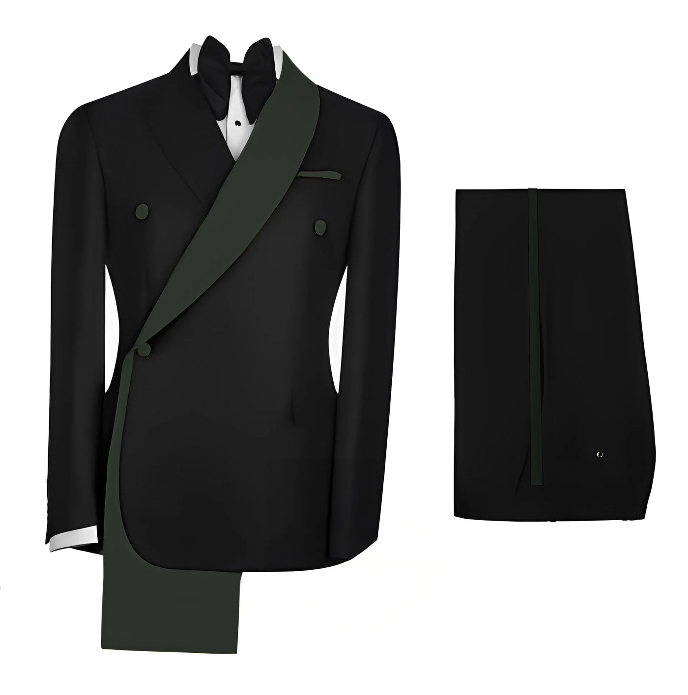 Fashionable Men's Suit 2 piece Set Black Jacket With Gold Collar Wedding Groom Tuxedo Classic Men's Tailored Blazer Pants