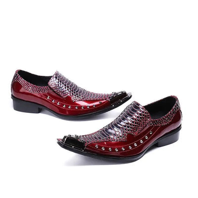 2024 italian Men's Genuine Leather Shoes Fashion Leather Formal Oxford Shoes Office Black Red Pointed Men Dress Wedding Party