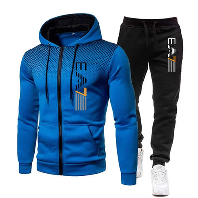 New men's warm hooded sports suit Men's sports fitness wear Men's running set Sports suit with hood Men's hooded coat for sports