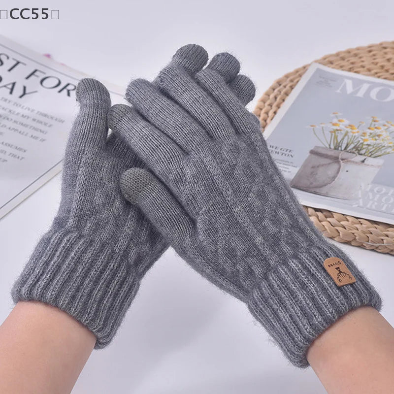 〔CC55〕1Pair Warm Gloves Autumn Winter Gloves For Men Cold-proof Warm Gloves Cycling Full Finger Touch Screen Gloves Gifts